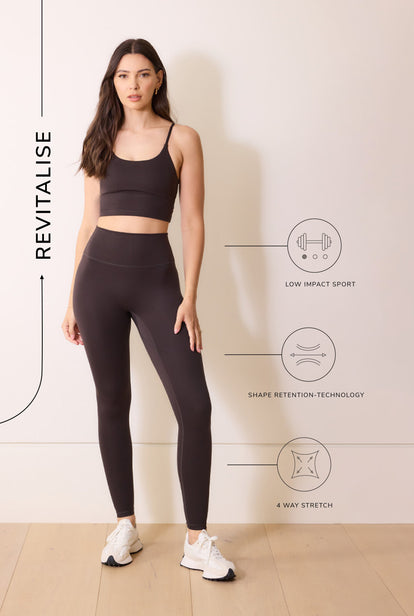 24/7 Revitalise 7/8 High Waisted Leggings Curvy - Black Coffee