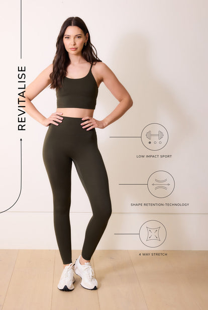 24/7 Revitalise High Waisted Leggings Curvy - Deep Olive