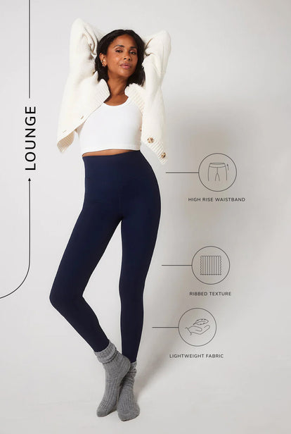 Gerippte Leggings - Navy