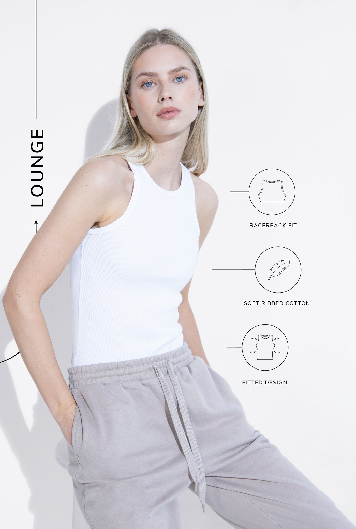 Gripptes Tanktop Aus Baumwolle - Weiß