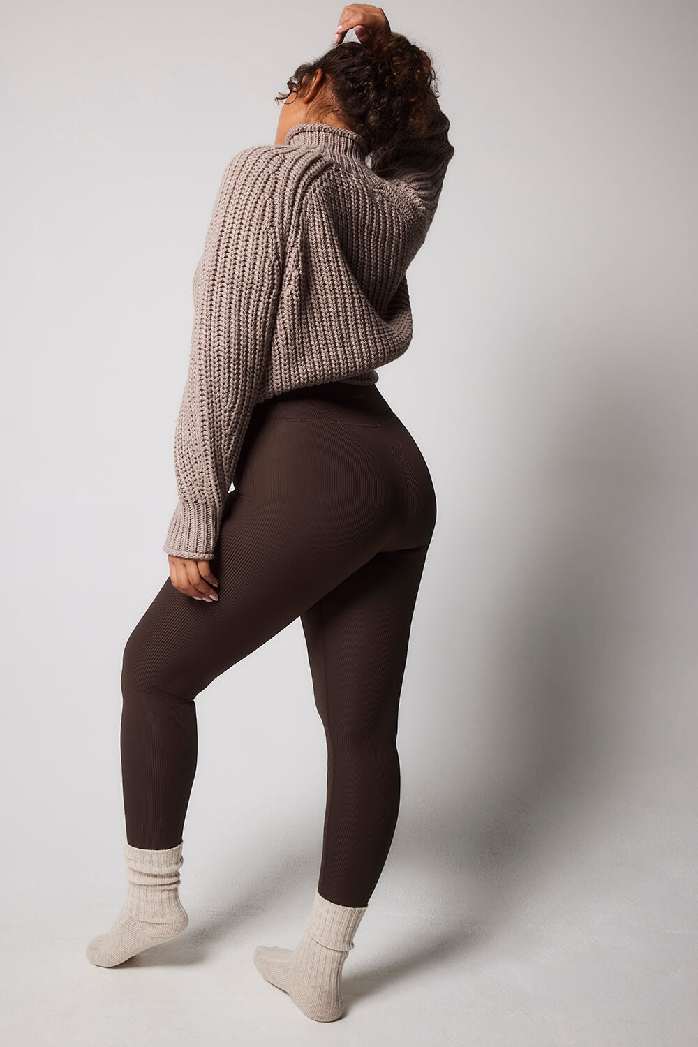 Gerippte Leggings - Espresso Braun