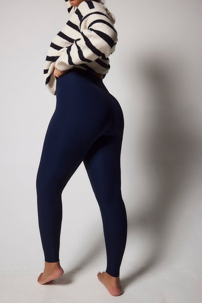 Gerippte Leggings - Navy