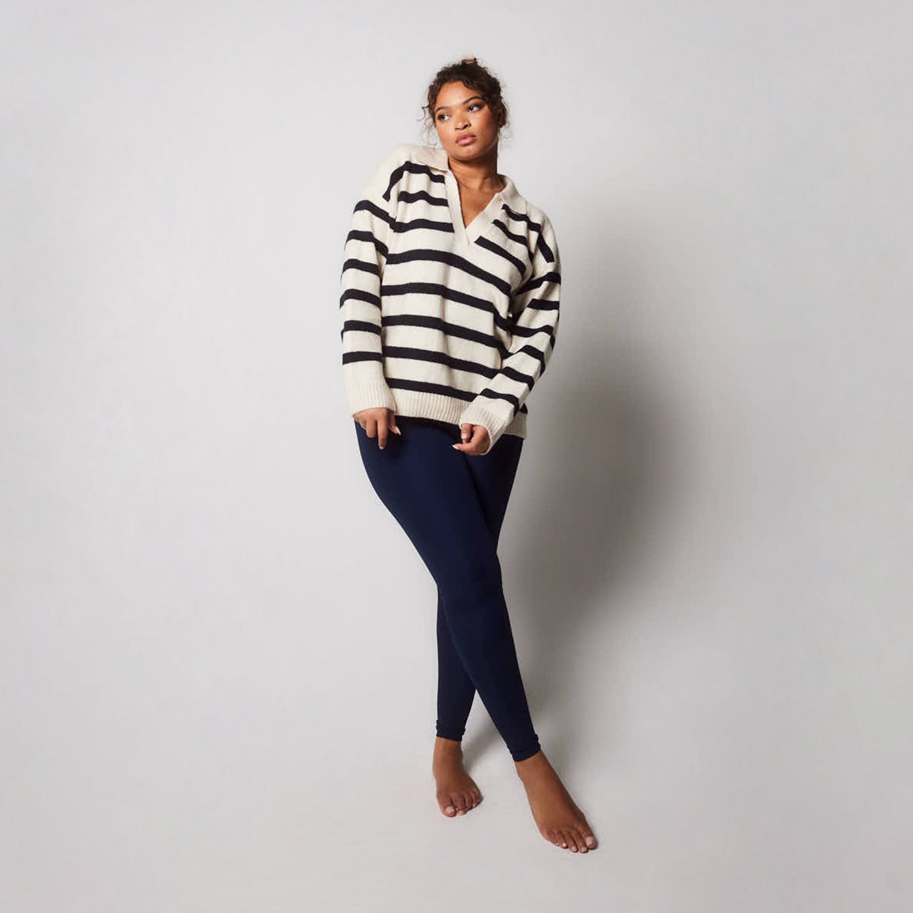 Gerippte Leggings Curvy - Navy