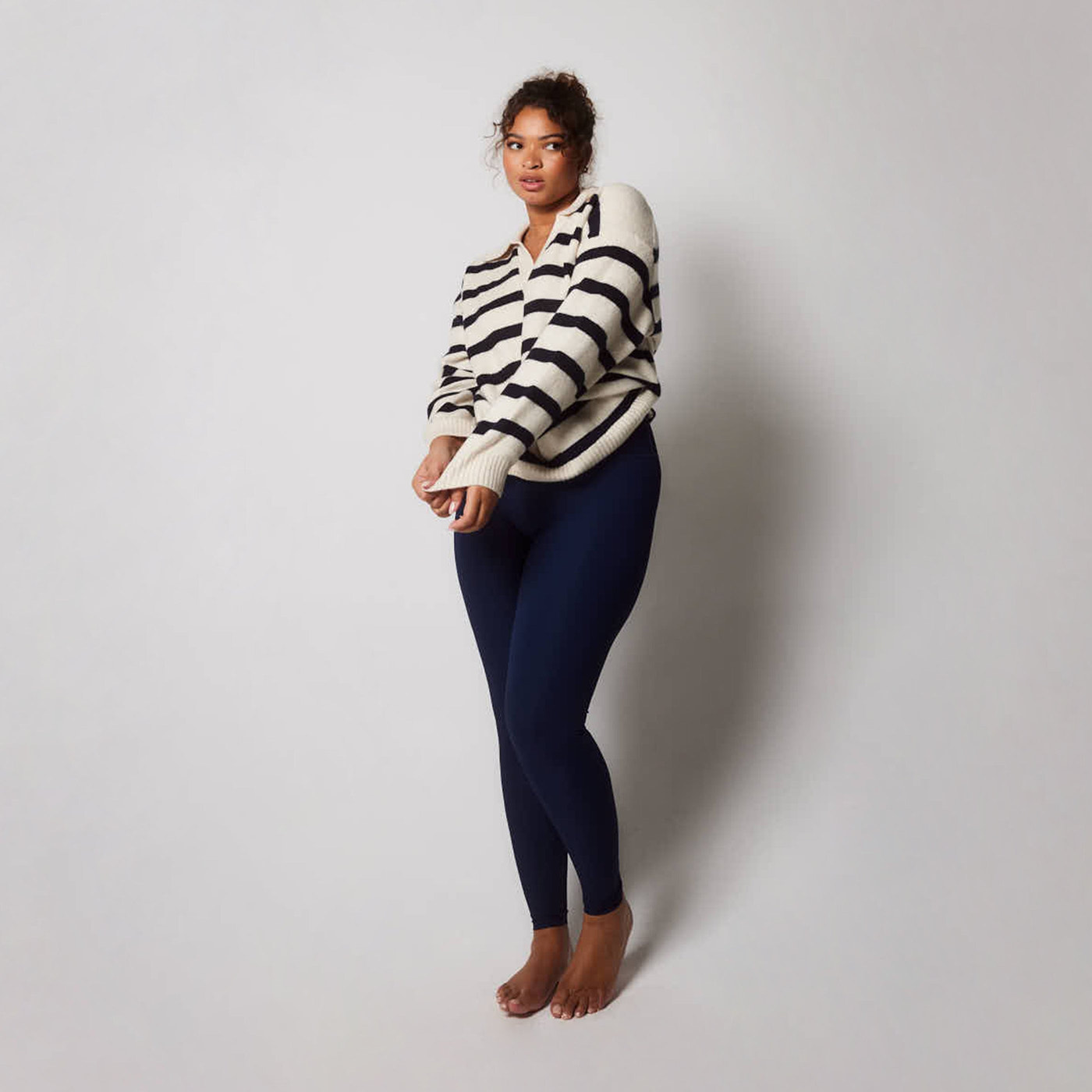 Gerippte Leggings Curvy - Navy