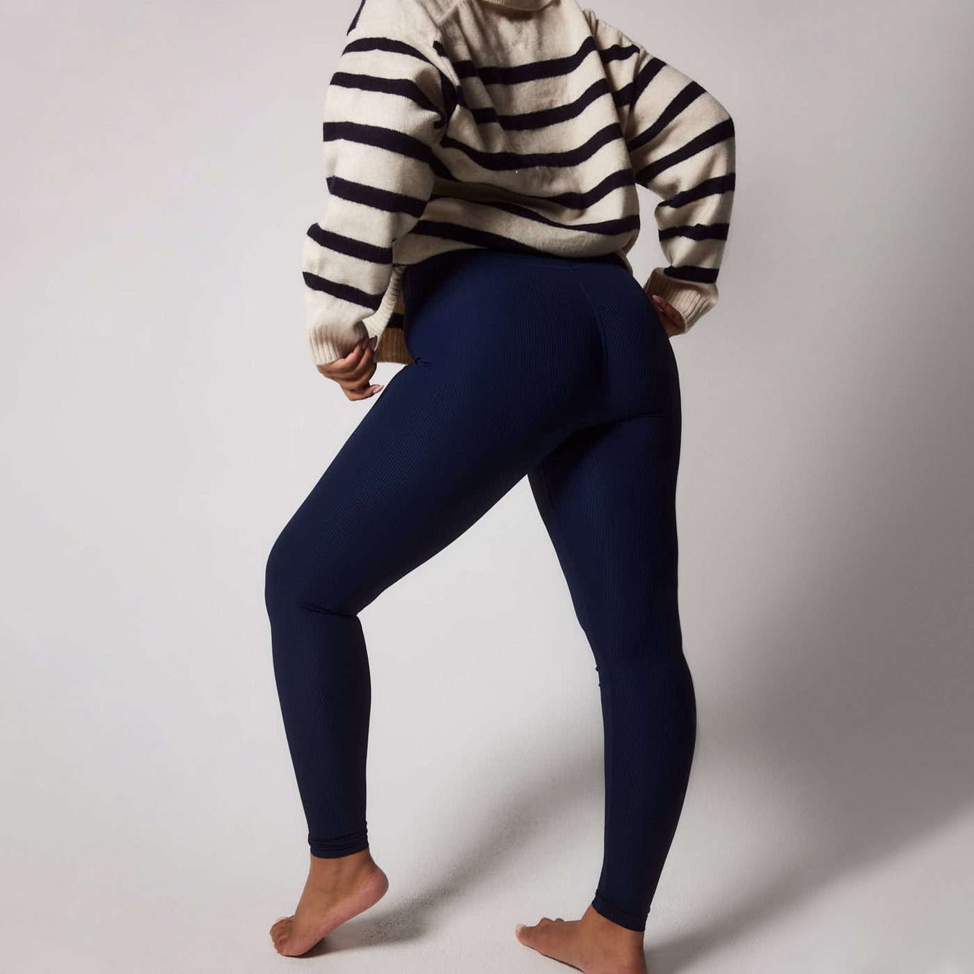 Gerippte Leggings Curvy - Navy