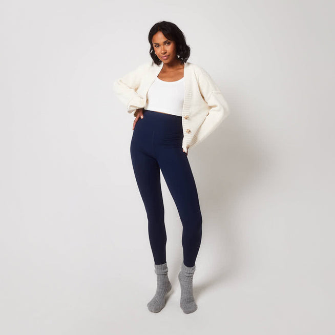 Gerippte Leggings - Navy