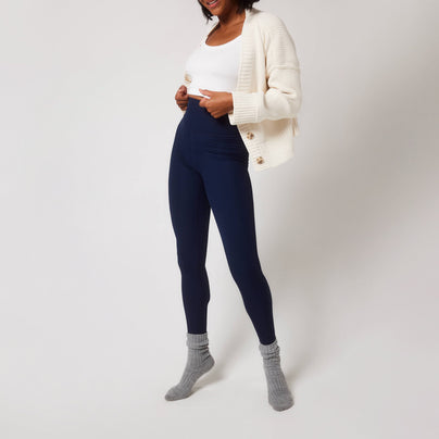 Gerippte Leggings - Navy