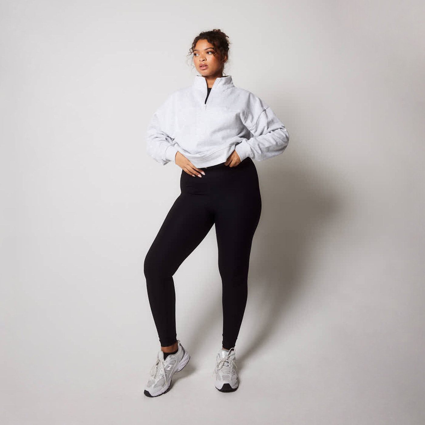 Gerippte Leggings - Schwarze