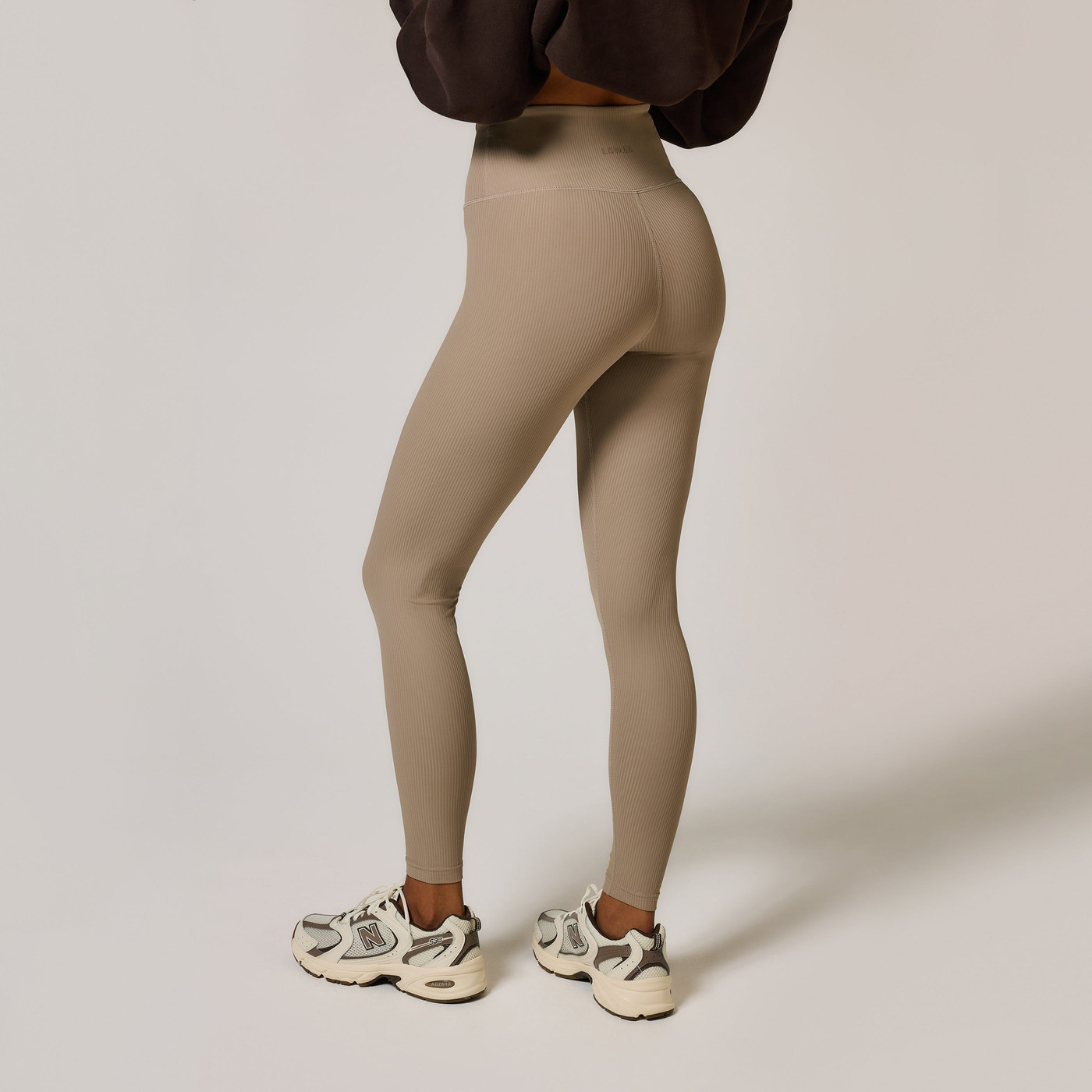 Gerippte Leggings - Stein
