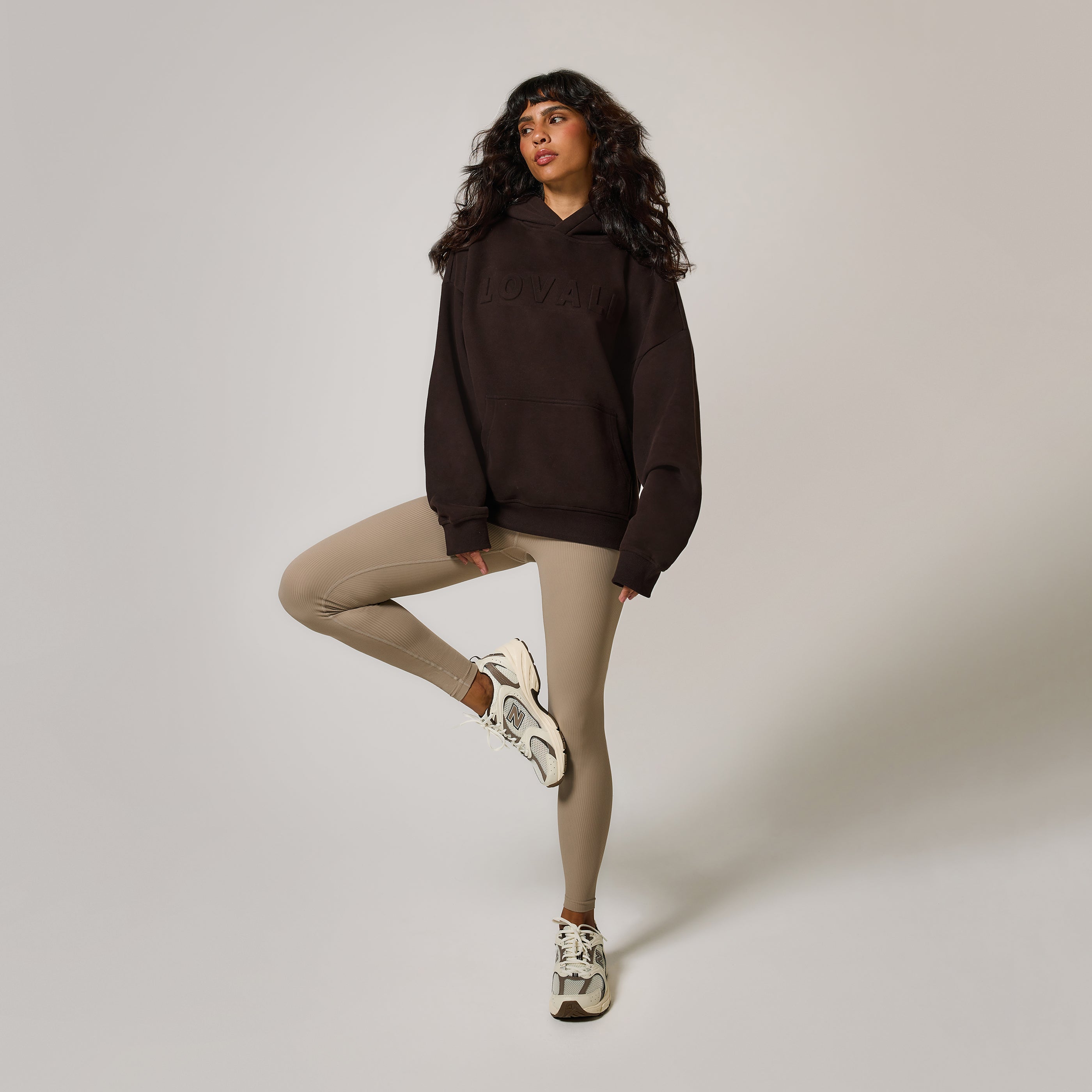 Gerippte Leggings - Stein