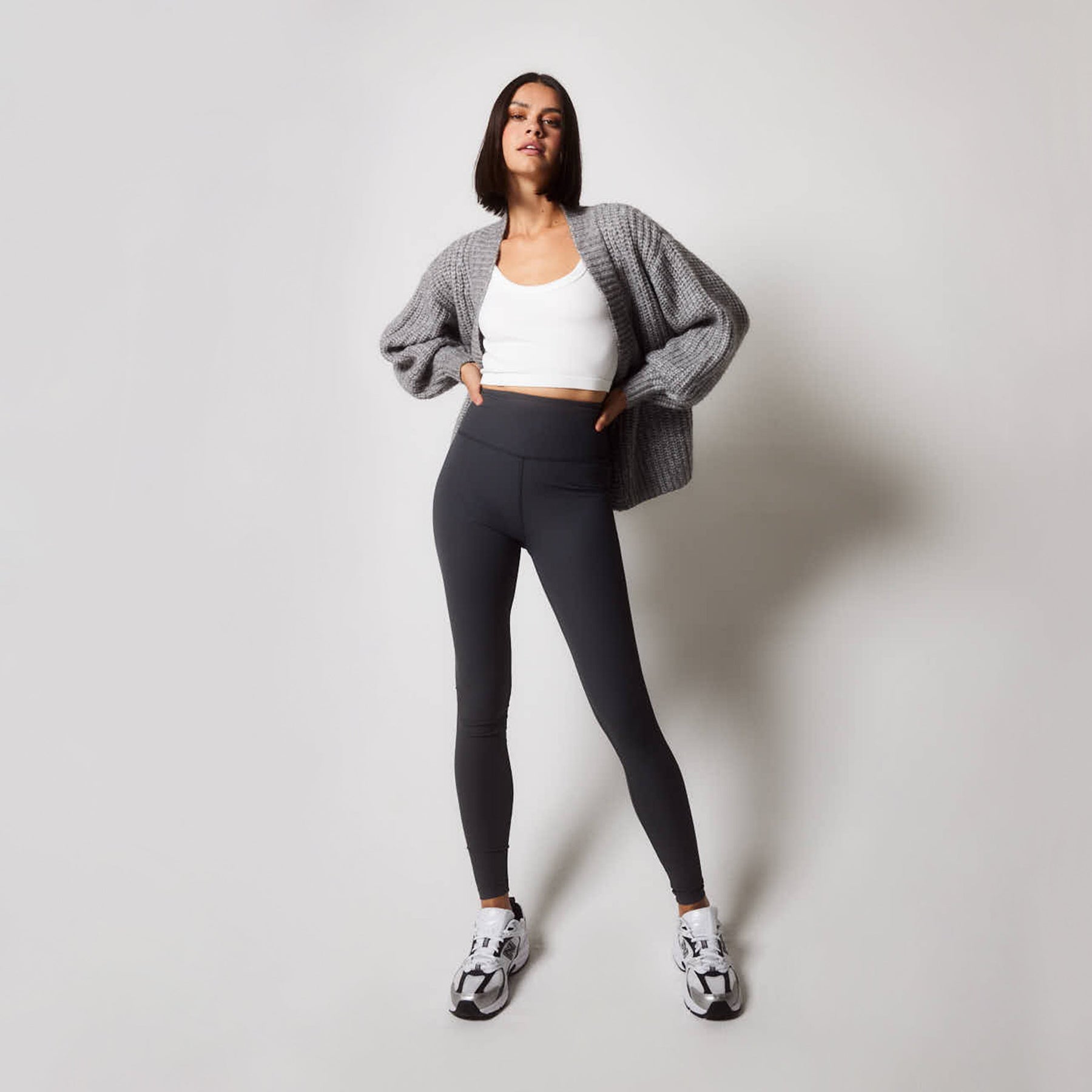 Gerippte Leggings - Schattengrau