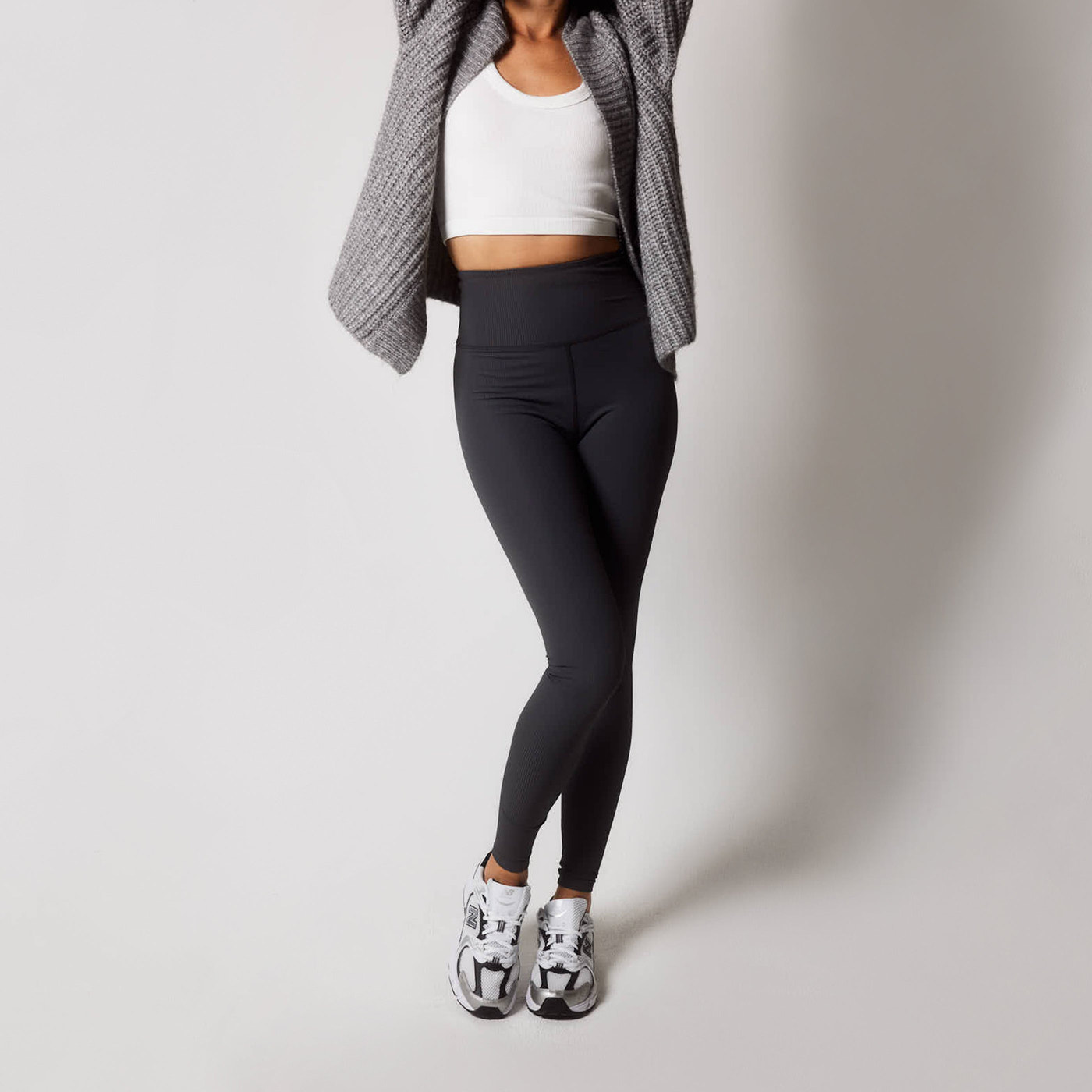 Gerippte Leggings - Schattengrau