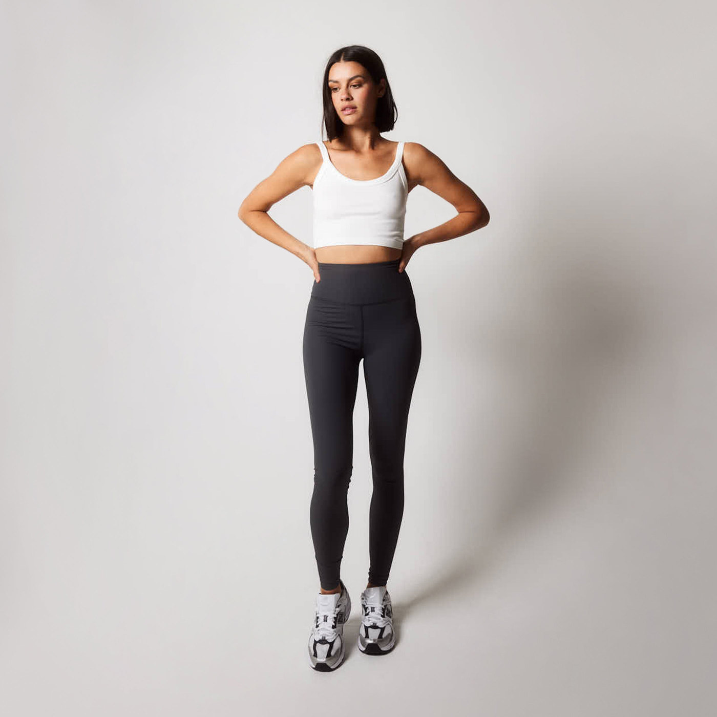 Gerippte Leggings - Schattengrau