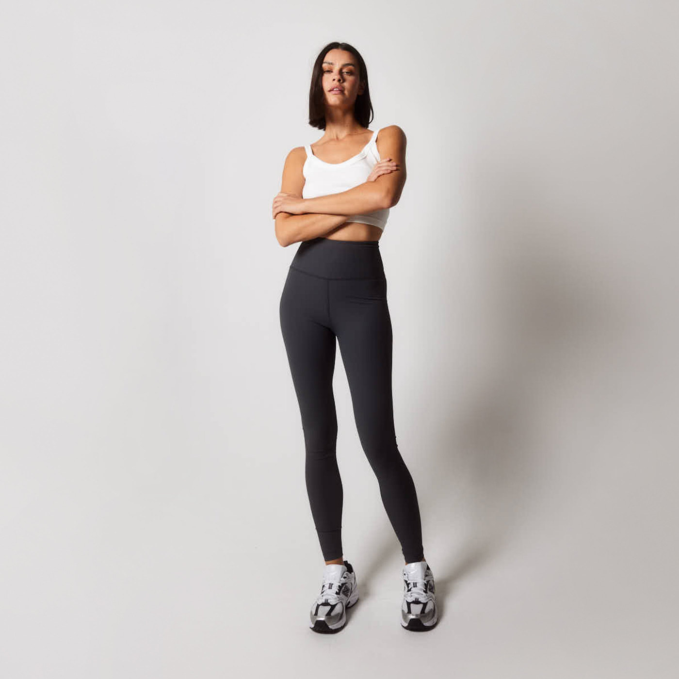 Gerippte Leggings - Schattengrau