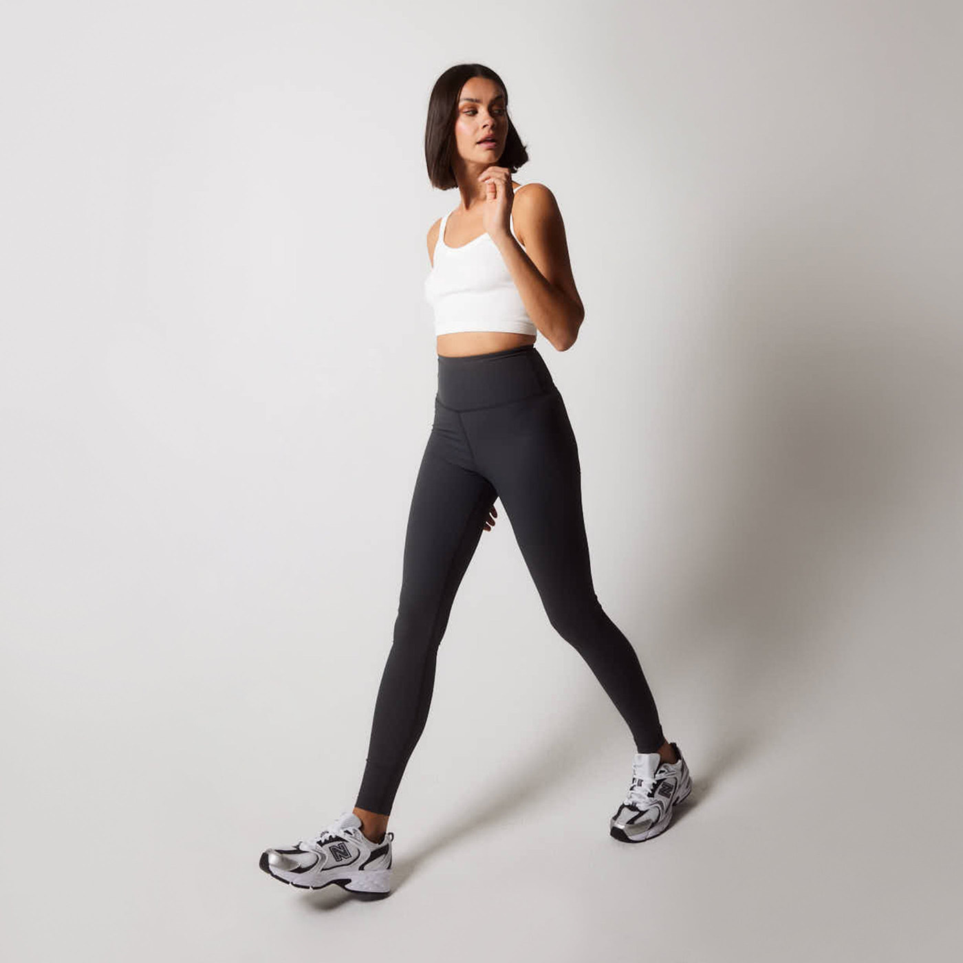 Gerippte Leggings - Schattengrau