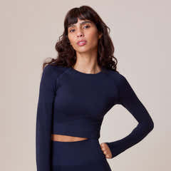 Sculpt Seamless Langarm-Oberteil – Tiefes Marineblau