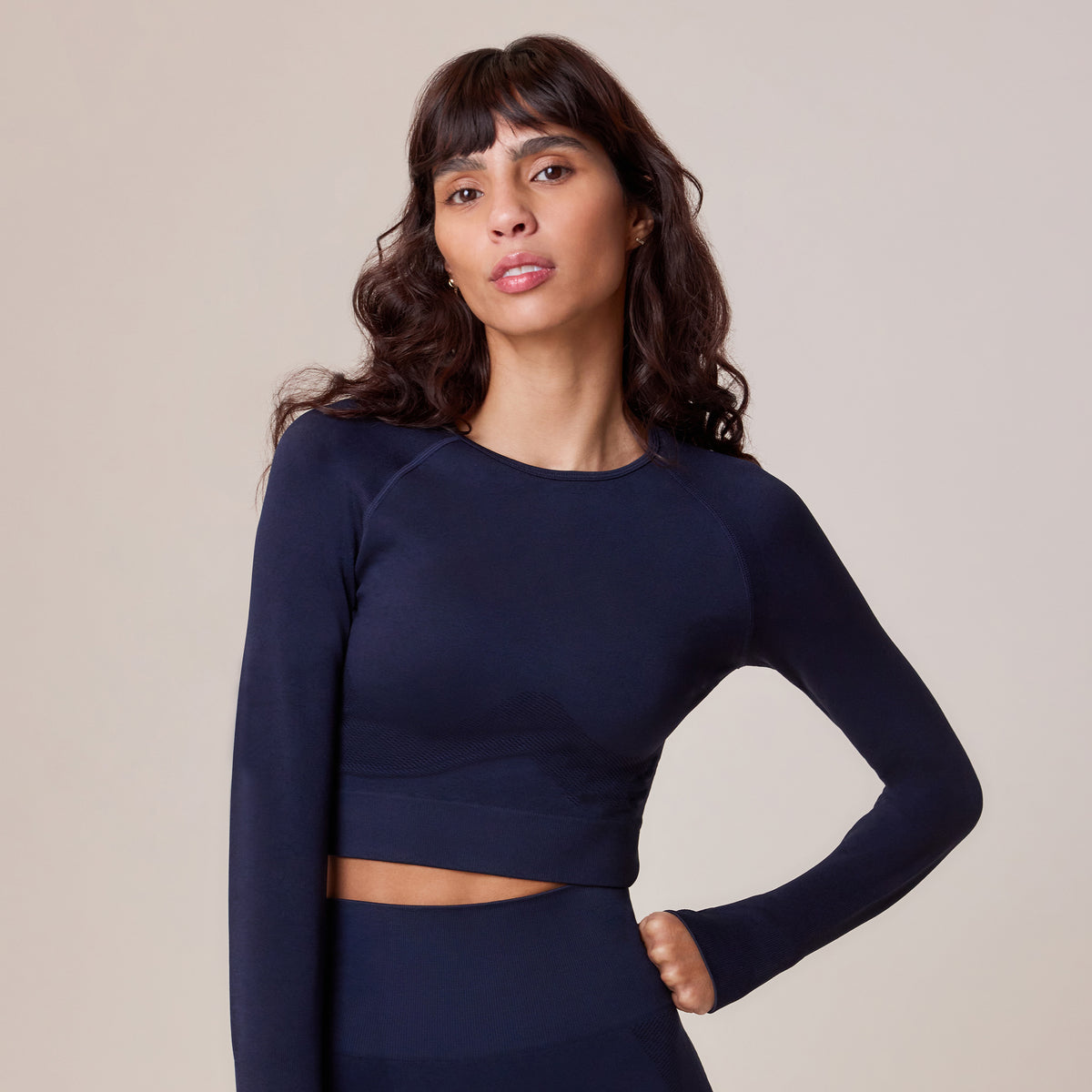 Sculpt Seamless Langarm-Oberteil – Tiefes Marineblau