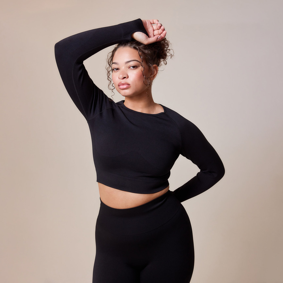 Sculpt Seamless Langarmshirt - Schwarz