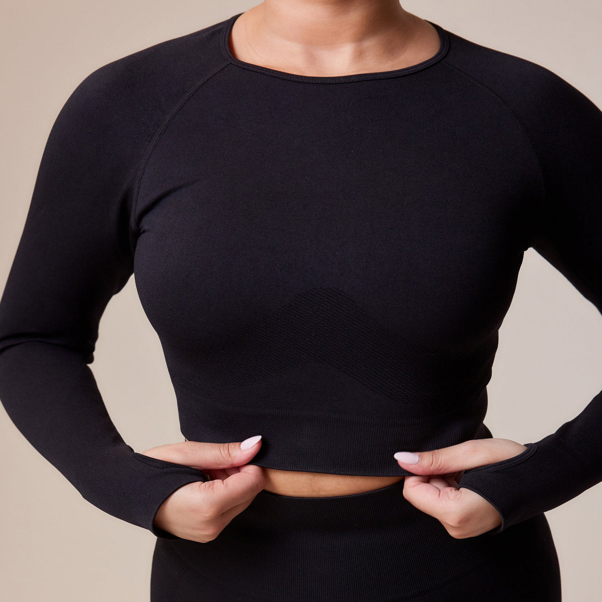 Sculpt Seamless Langarmshirt - Schwarz