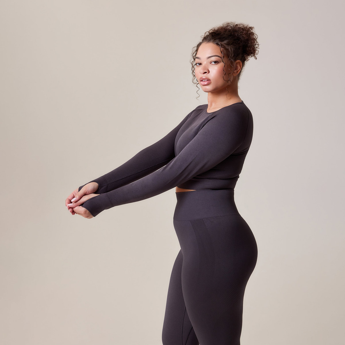Sculpt Nahtloses Langarm-Oberteil – Shadow