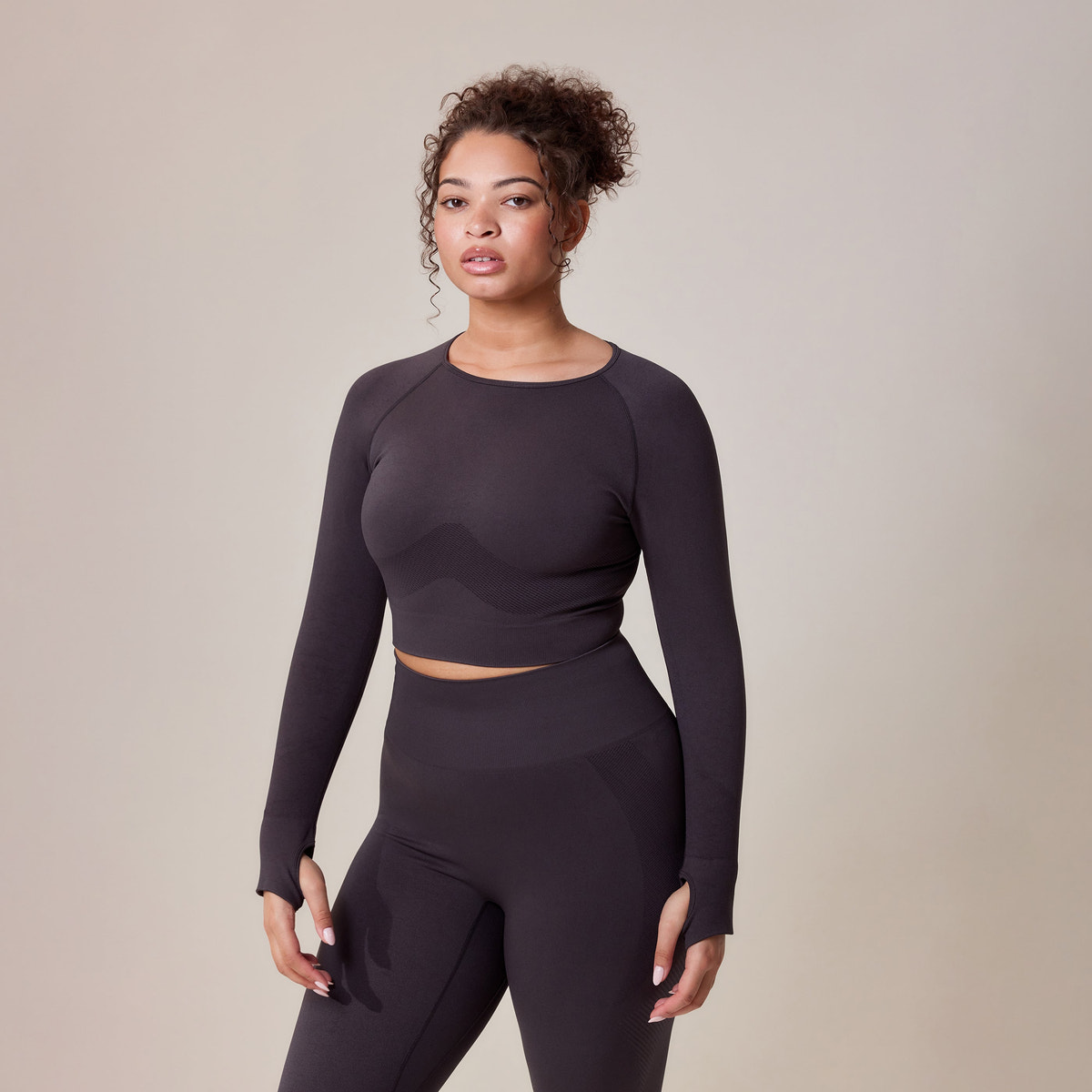 Sculpt Nahtloses Langarm-Oberteil – Shadow