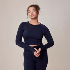 Sculpt Seamless Langarm-Oberteil – Tiefes Marineblau
