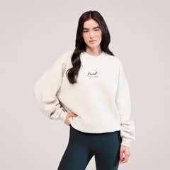 Oversized Bio-Sweatshirt mit Landschaftsmotiv - Ecru