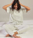 Baumwoll-Pyjama Set Gestreift - Light Grey