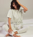 Baumwoll-Pyjama Set Gestreift - Light Grey