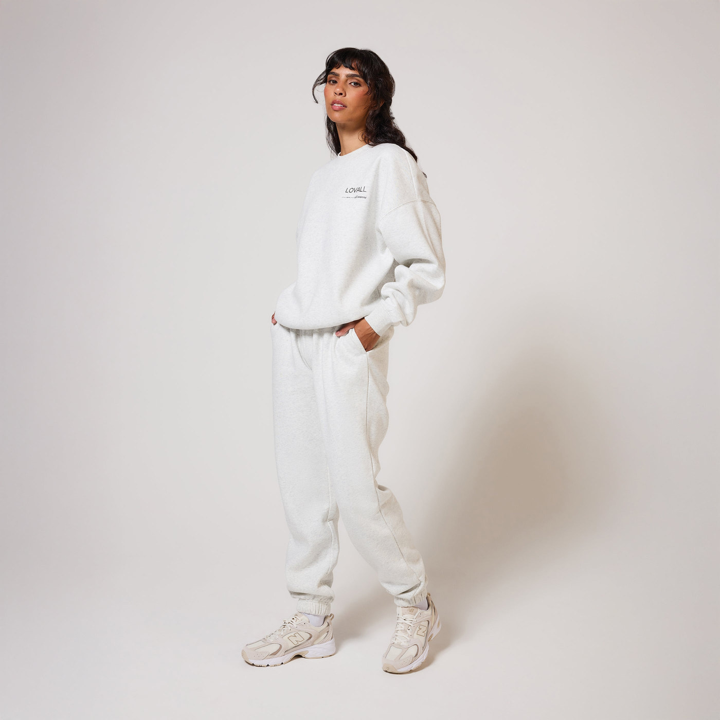 ALL SZN Bio-Jogger mit Bündchen - Hellgrau meliert