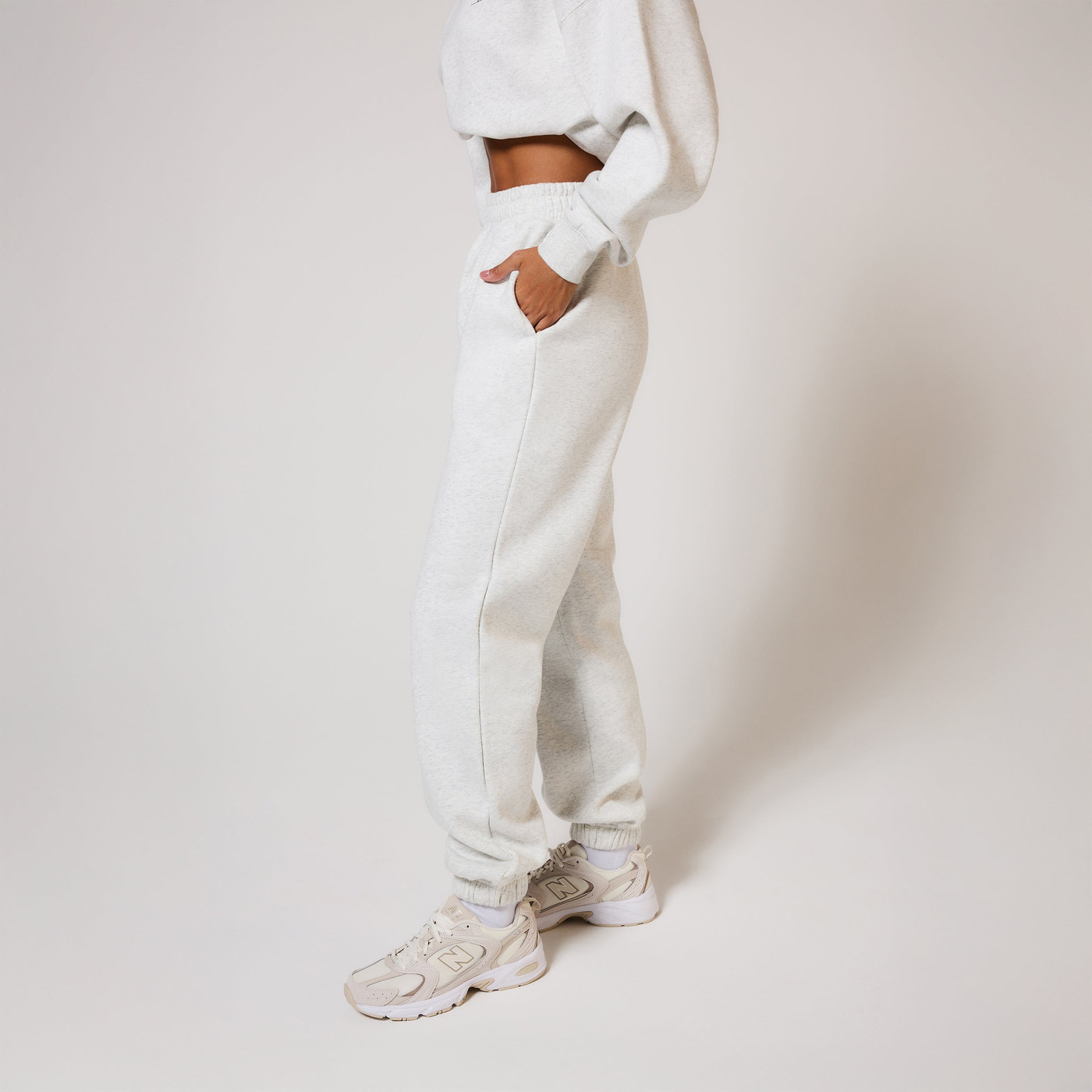 ALL SZN Bio-Jogger mit Bündchen - Hellgrau meliert