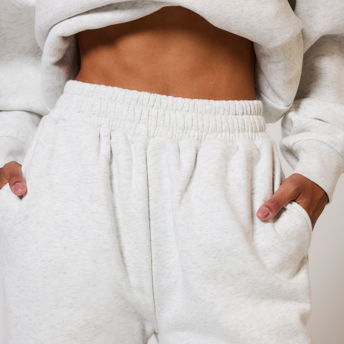 ALL SZN Bio-Jogger mit Bündchen - Hellgrau meliert