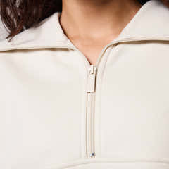 Bio Oversized Sweatshirt mit 1/4-Reißverschluss – Ecru