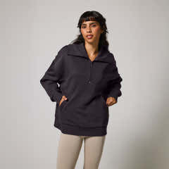 Oversized Bio-Sweatshirt mit 1/4-Reißverschluss – Shadow Grey