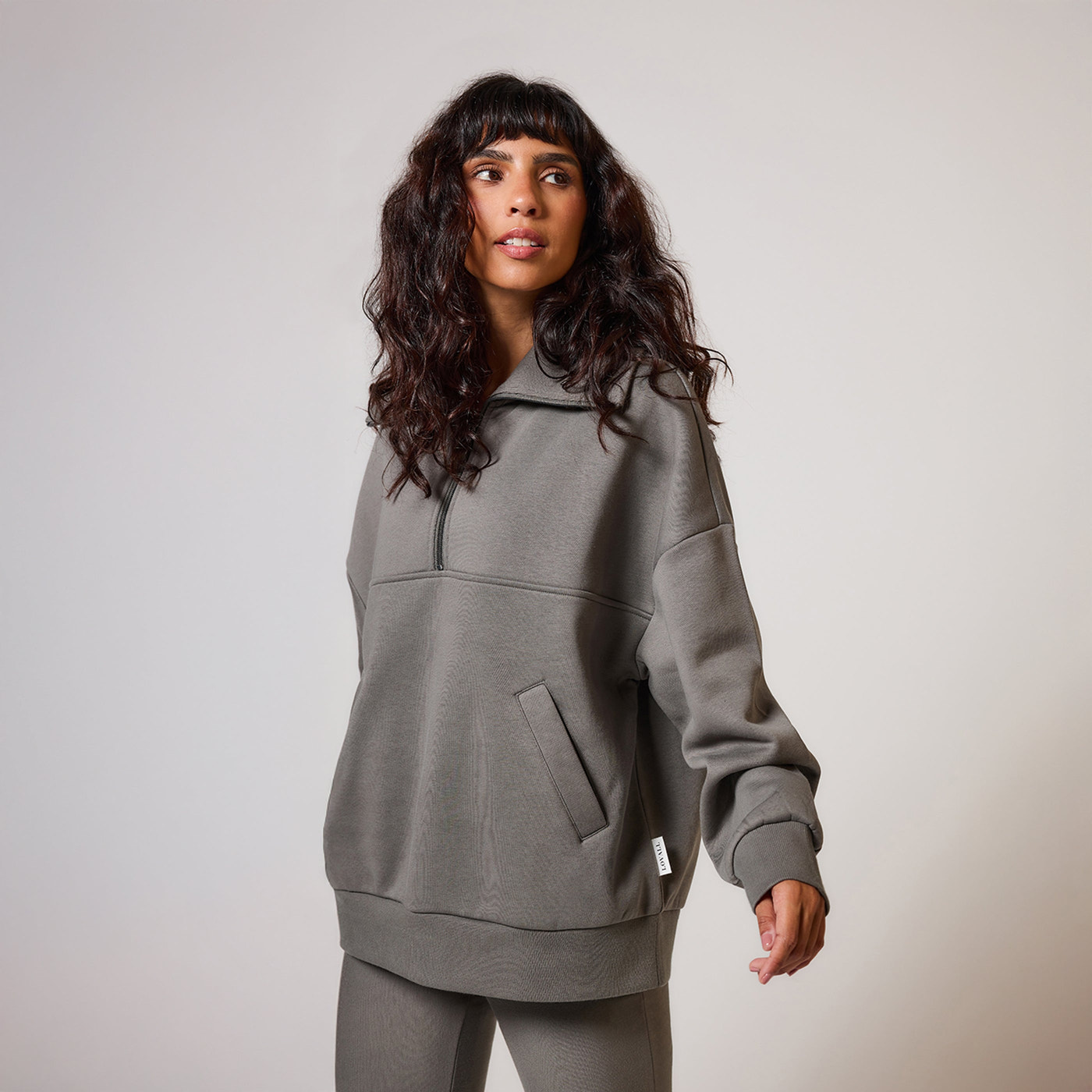 ALL SZN Übergröße 1/4 Zip Bio-Sweatshirt - Schiefergrün