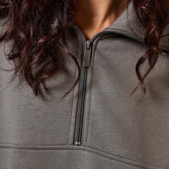 Oversize-Sweatshirt aus Bio-Baumwolle mit 1/4-Reißverschluss – Schiefergrün