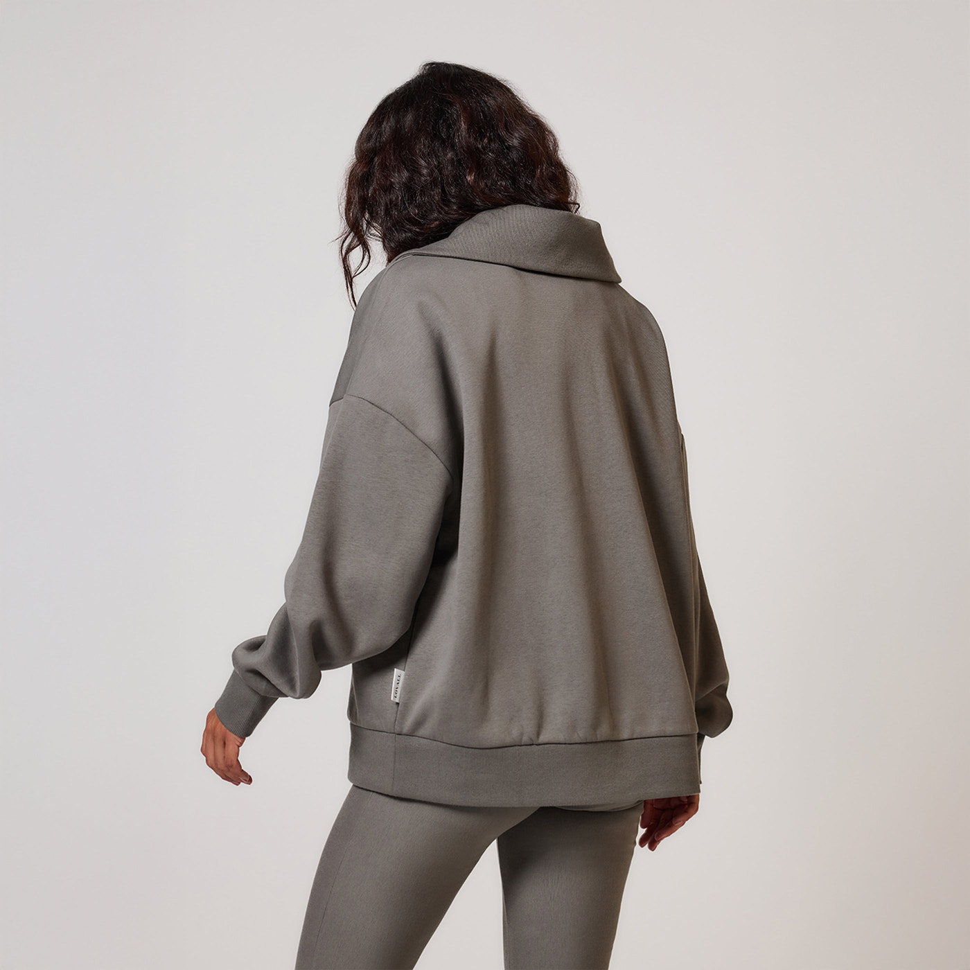 Oversize-Sweatshirt aus Bio-Baumwolle mit 1/4-Reißverschluss – Schiefergrün