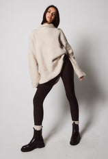 Alltägliche Winter Umstandsleggings mit hoher Taille - Espresso-Braune