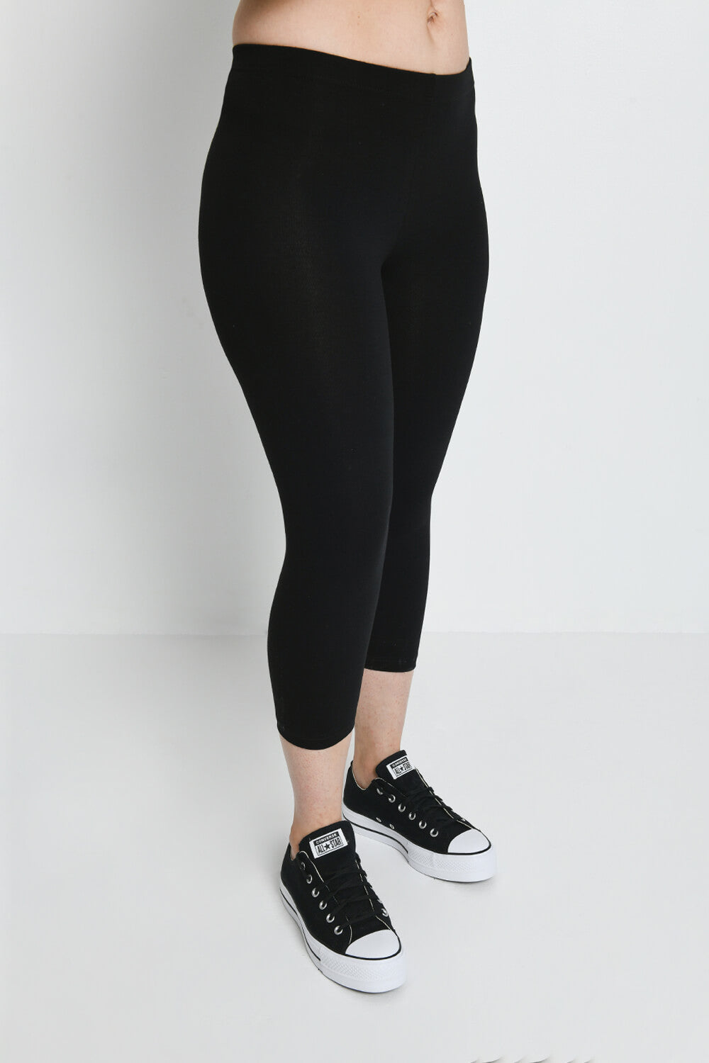 Alltägliche Cropped Leggings - Schwarz
