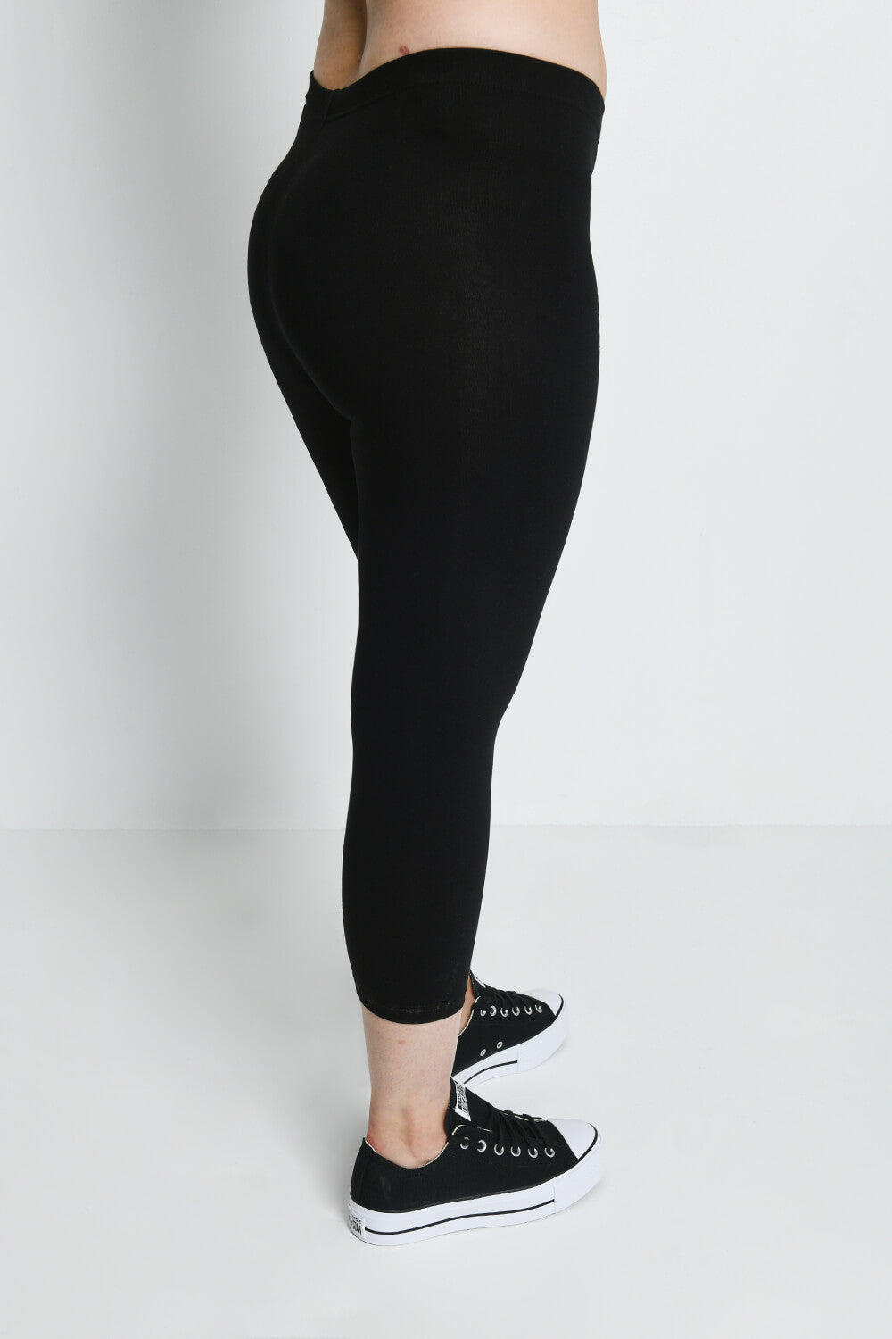 Alltägliche Cropped Leggings - Schwarz