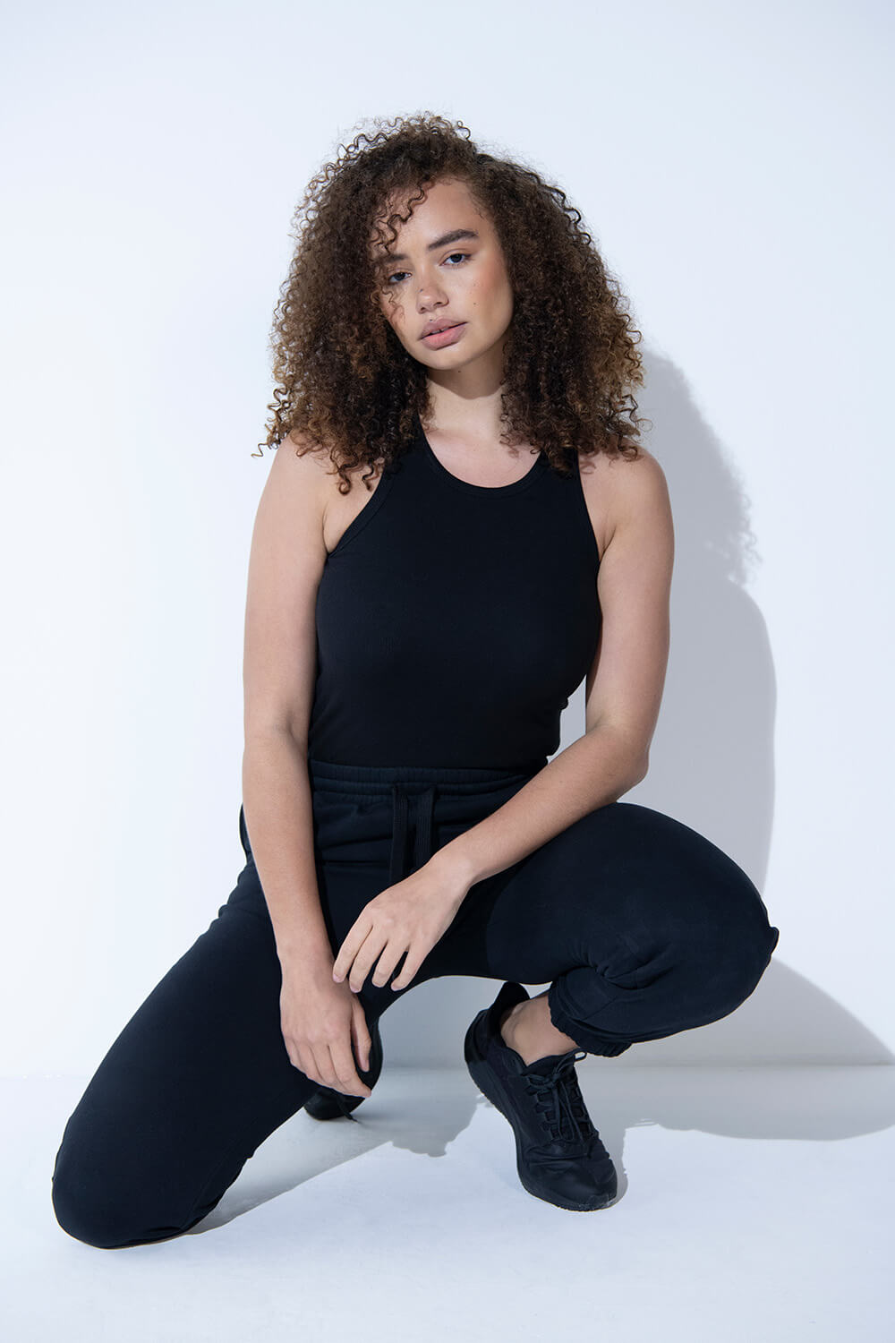 Gripptes Tanktop Aus Baumwolle Curvy - Black