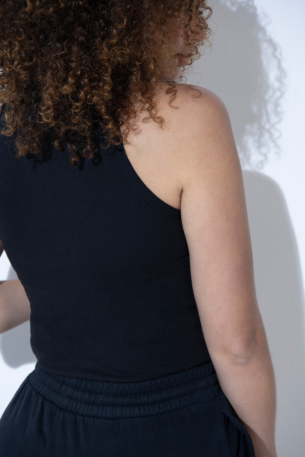 Gripptes Tanktop Aus Baumwolle Curvy - Black