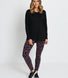 Alltägliche High-Waisted Leggings - Schwarze/Bordeaux-Rote Blumenmuster