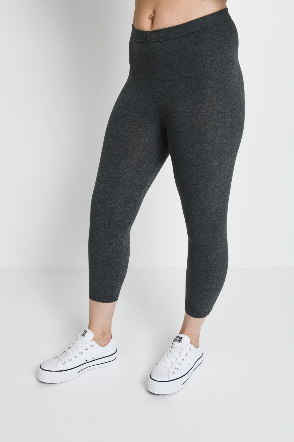 Alltägliche Cropped Leggings - Dunkelgrau-Melange