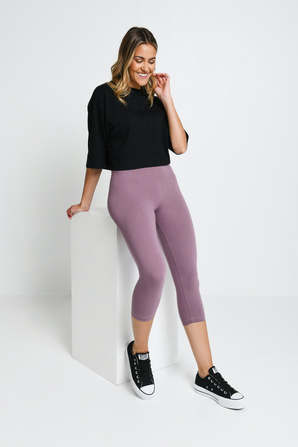 Alltägliche Cropped Leggings - Elderberry-Lila