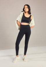 Alltägliche High-Waisted Leggings - Schwarz