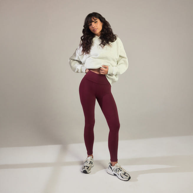 Alltägliche High-Waisted Leggings - Burgunderrot