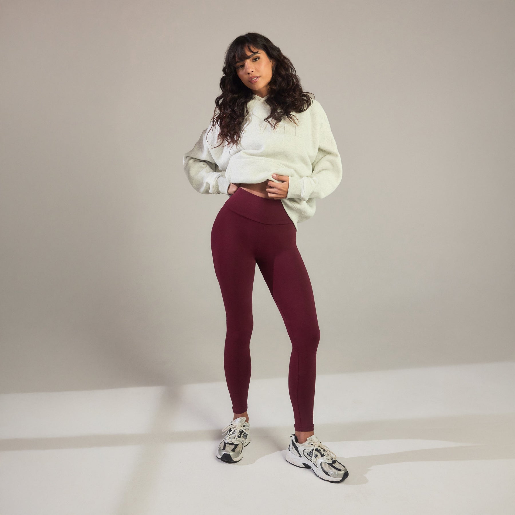 Alltägliche High-Waisted Leggings - Burgunderrot
