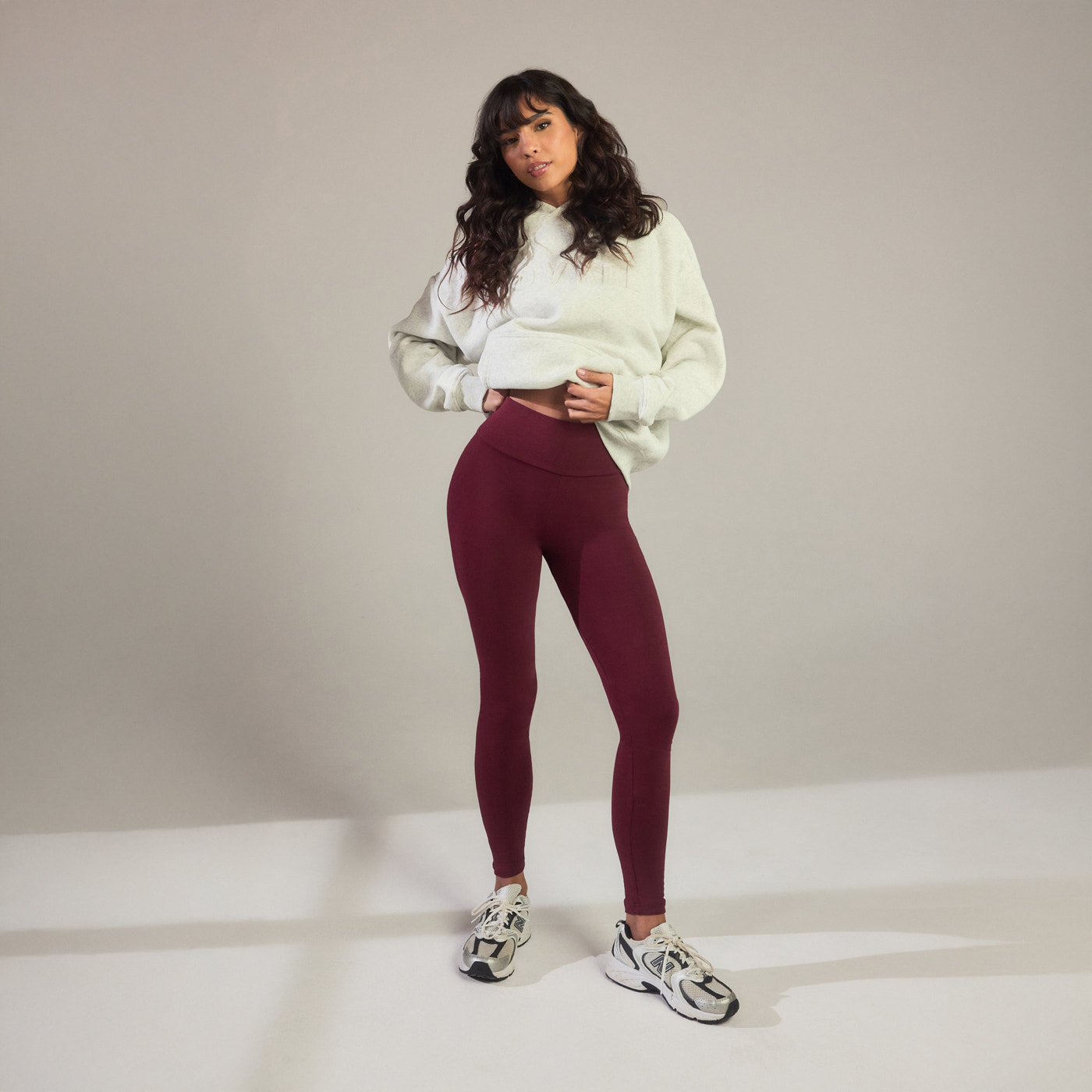Alltägliche High-Waisted Leggings - Burgunderrot