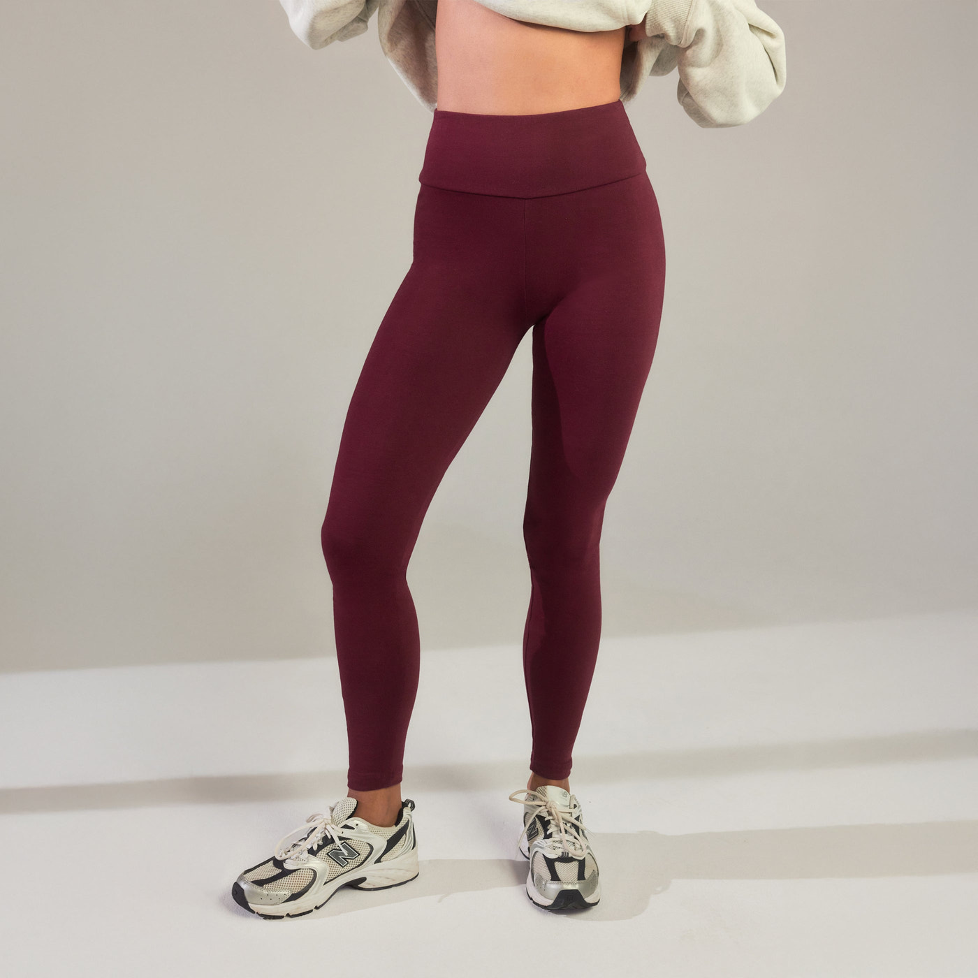 Alltägliche High-Waisted Leggings - Burgunderrot
